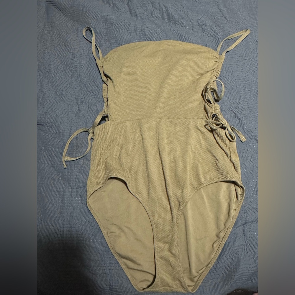 Large aerie Tan Swimsuit with Side Ties
